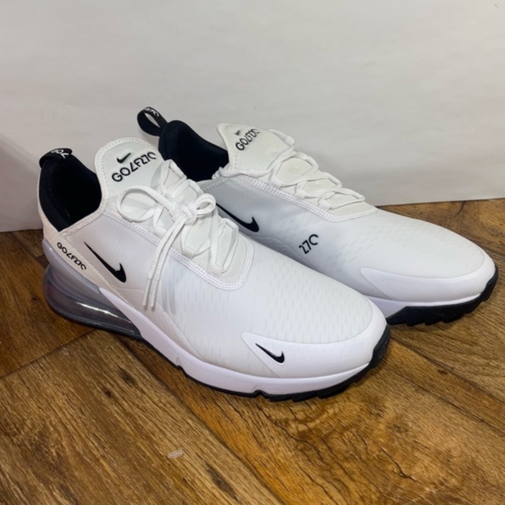 Nike Golf Air Max 270 Shoes White Black Platinum CK6483-102 Men's New With Box - Picture 2 of 12